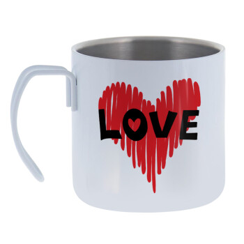 I Love You red heart, Mug Stainless steel double wall 400ml