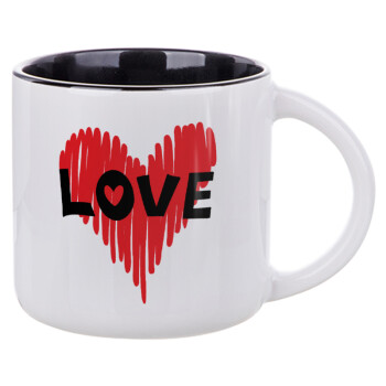 I Love You red heart, Κούπα κεραμική 400ml Λευκή/Μαύρη