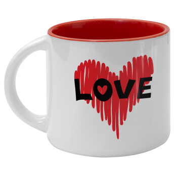 I Love You red heart, Κούπα κεραμική 400ml Λευκή/Κόκκινη