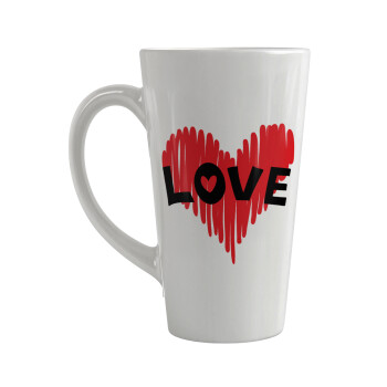 I Love You red heart, Κούπα κωνική Latte Μεγάλη, κεραμική, 450ml