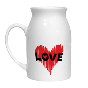 I Love You red heart, Milk Jug (450ml) (1pcs)