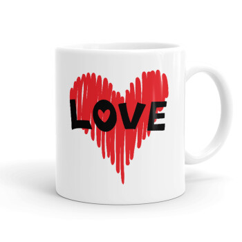 I Love You red heart, Ceramic coffee mug, 330ml