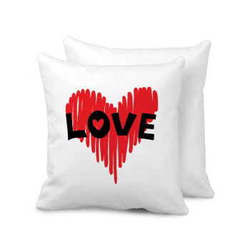 I Love You red heart, Sofa cushion 40x40cm includes filling