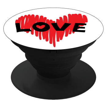 I Love You red heart, Phone Holders Stand  Black Hand-held Mobile Phone Holder