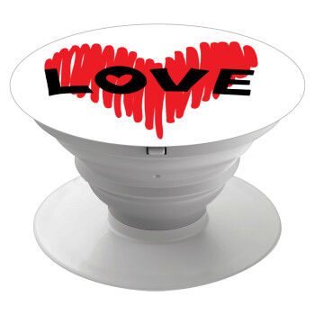 I Love You red heart, Phone Holders Stand  White Hand-held Mobile Phone Holder