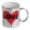Mug ceramic, silver mirror, 330ml