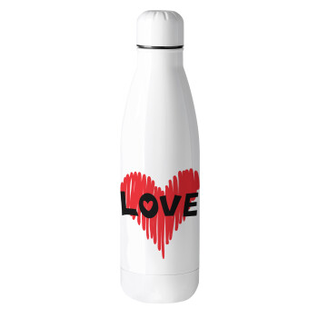 I Love You red heart, Metal mug thermos (Stainless steel), 500ml
