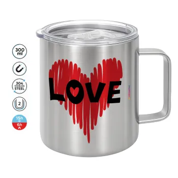 I Love You red heart, Κούπα Ανοξείδωτη διπλού τοιχώματος 300ml