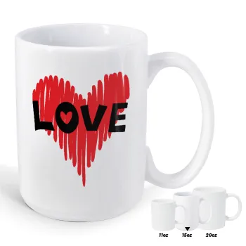 I Love You red heart, Κούπα Mega, κεραμική, 450ml