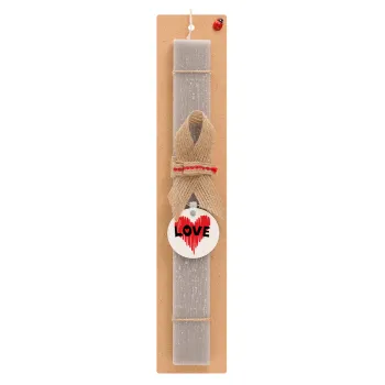 I Love You red heart, Easter Set, wooden keychain & scented Easter candle flat (30cm) (GRAY)