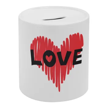 I Love You red heart, Κουμπαράς πορσελάνης με τάπα