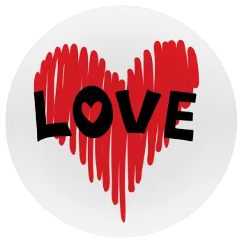 I Love You red heart, Mousepad Στρογγυλό 20cm