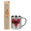 Easter Set, metallic thermal cup (300ml) & Easter aromatic flat candle (30cm) (GRAY)