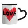 Mug heart black handle, ceramic, 330ml