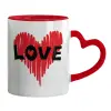 Mug heart red handle, ceramic, 330ml