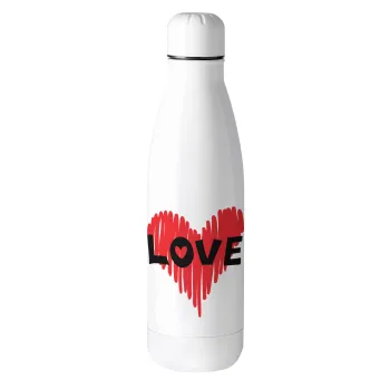 I Love You red heart, Metal mug thermos (Stainless steel), 500ml