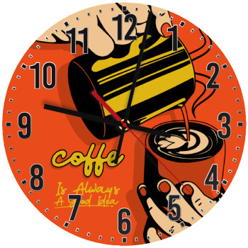 Coffe is always a good idea vintage poster, Ρολόι τοίχου ξύλινο (30cm)
