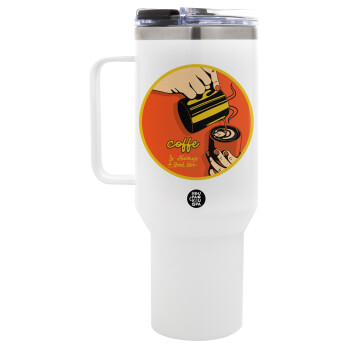 Coffe is always a good idea vintage poster, Mega Stainless steel Tumbler with lid, double wall 1,2L