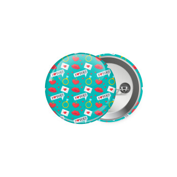 I Love You hearts rings & kiss pattern, Κονκάρδα παραμάνα 5cm