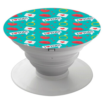 I Love You hearts rings & kiss pattern, Phone Holders Stand  Λευκό Βάση Στήριξης Κινητού στο Χέρι