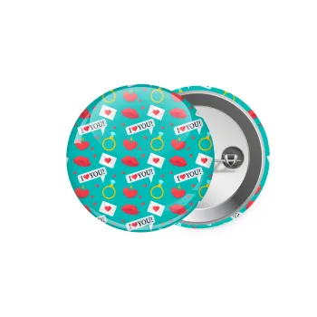 I Love You hearts rings & kiss pattern, Κονκάρδα παραμάνα 5.9cm