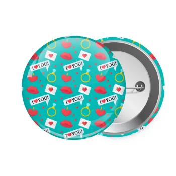 I Love You hearts rings & kiss pattern, Κονκάρδα παραμάνα 7.5cm