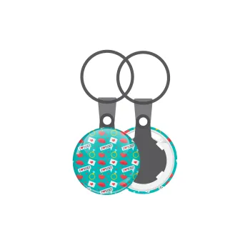 I Love You hearts rings & kiss pattern, Μπρελόκ mini 2.5cm