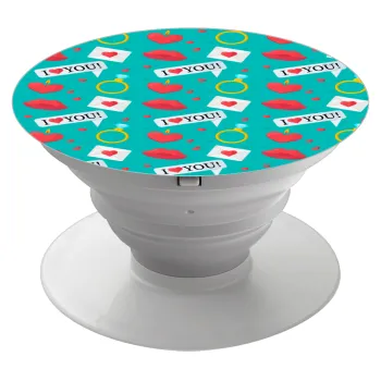 I Love You hearts rings & kiss pattern, Phone Holders Stand  Λευκό Βάση Στήριξης Κινητού στο Χέρι