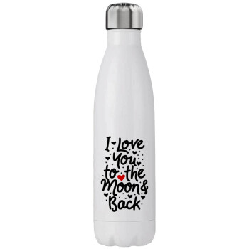 I love you to the moon and back with hearts, Stainless steel, double-walled, 750ml