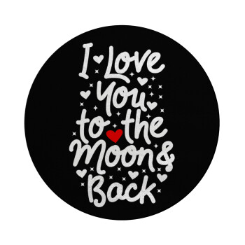 I love you to the moon and back with hearts, Επιφάνεια κοπής γυάλινη στρογγυλή (30cm)