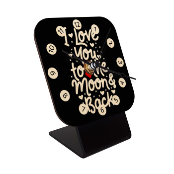 I love you to the moon and back with hearts, Quartz Table clock in natural wood (10cm)