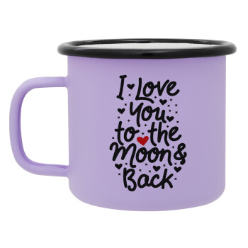 I love you to the moon and back with hearts, Κούπα Μεταλλική εμαγιέ ΜΑΤ Light Pastel Purple 360ml