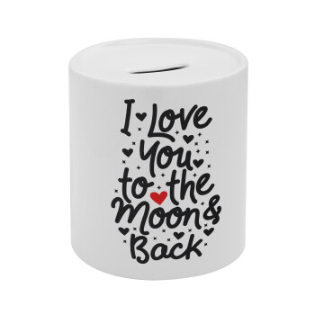 I love you to the moon and back with hearts, Κουμπαράς πορσελάνης με τάπα