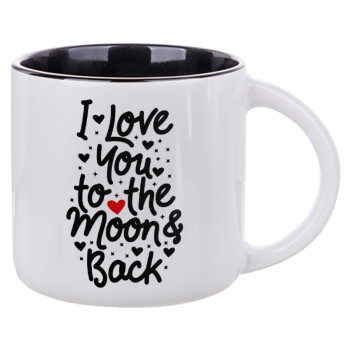 I love you to the moon and back with hearts, Κούπα κεραμική 400ml