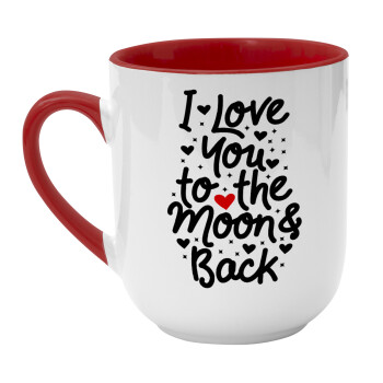 I love you to the moon and back with hearts, Κούπα κεραμική tapered 260ml