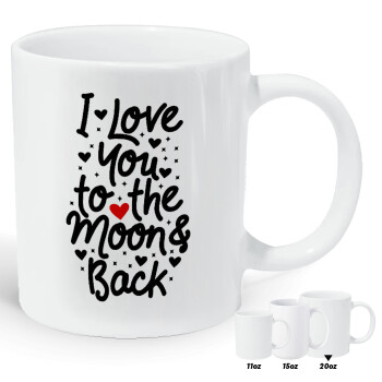 I love you to the moon and back with hearts, Κούπα Giga, κεραμική, 590ml
