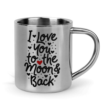 I love you to the moon and back with hearts, Mug Stainless steel double wall 300ml