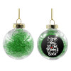 Transparent Christmas tree ball ornament with green filling 8cm