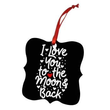 I love you to the moon and back with hearts, Στολίδι Χριστουγεννιάτικο στολίδι polygon ξύλινο 7.5cm