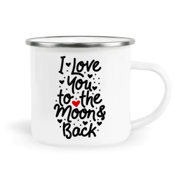 I love you to the moon and back with hearts, Κούπα Μεταλλική εμαγιέ λευκη 360ml