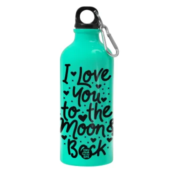 I love you to the moon and back with hearts, Water bottle 600ml