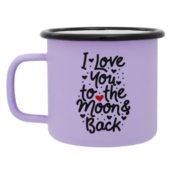 I love you to the moon and back with hearts, Κούπα Μεταλλική εμαγιέ ΜΑΤ Light Pastel Purple 360ml