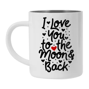 I love you to the moon and back with hearts, Mug Stainless steel double wall 300ml