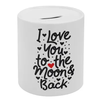 I love you to the moon and back with hearts, Κουμπαράς πορσελάνης με τάπα