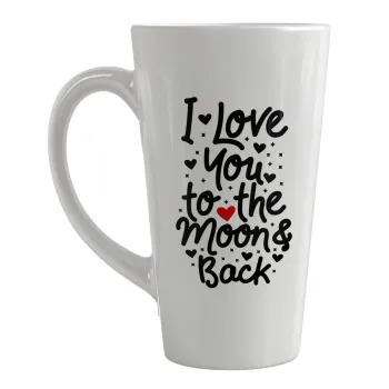 I love you to the moon and back with hearts, Κούπα κωνική Latte Μεγάλη, κεραμική, 450ml