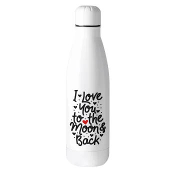 I love you to the moon and back with hearts, Metal mug thermos (Stainless steel), 500ml