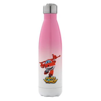 Super Wings, Metal mug thermos Pink/White (Stainless steel), double wall, 500ml