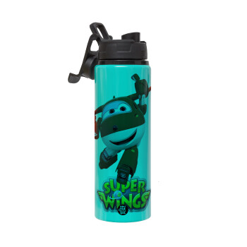 Super Wings, Metallic water bottle with safety lid, 850ml aluminum
