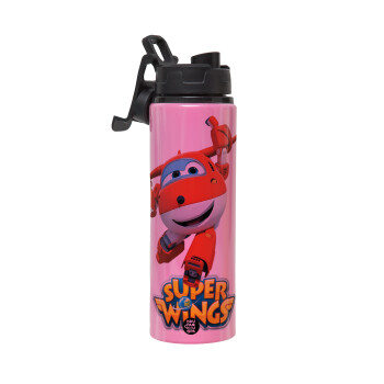 Super Wings, Metallic water bottle with safety lid, 850ml aluminum