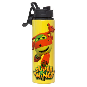 Super Wings, Metallic water bottle with safety lid, 850ml aluminum